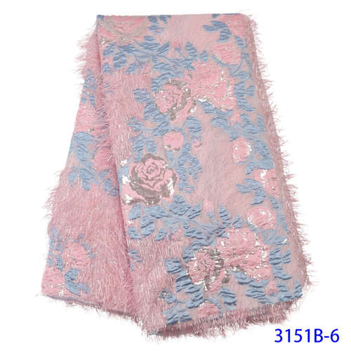 Groene brokaat kantstof franse borduur tule net nigeriaanse brokaat kantstof voor afrikaanse bruiloft feest vrouwen  ya3151b-7: Foto 6