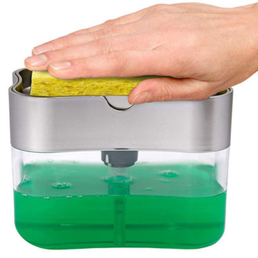 Diskbänk svamp dispensering tvål dispenser kök disktvål till vätska patron press vätskematare