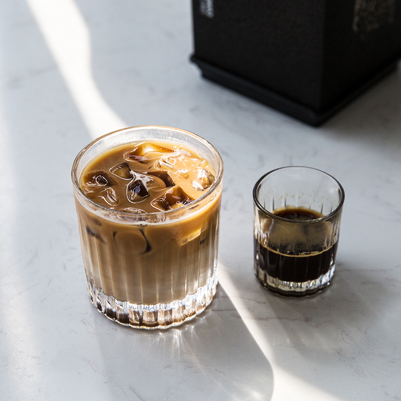 Espressoglaskopp värmebeständig kaffemugg glasmugg med tjock botten för barista latte retro whiskyglas hem dryck