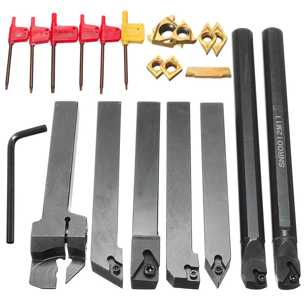 7 Uds. De 12mm de vástago de torno de barra de mandrinado conjunto de portaherramientas de torneado con insertos de carburo Juego de Herramientas de máquina herramientas accesorios de piezas
