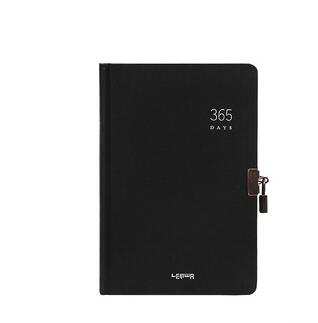 Journal cahier vide A5, Kraft, reliure plate, taille 384x145mm, avec le numéro de Page et la Date, avec serrure, reliure plate: Black