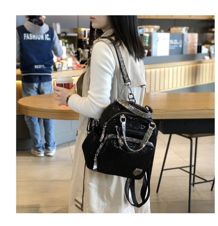 2020 moda lantejoulas sacos de ombro para as mulheres bolsas de náilon casual meninas mochila multi-camada grande viagem sacos crossbody
