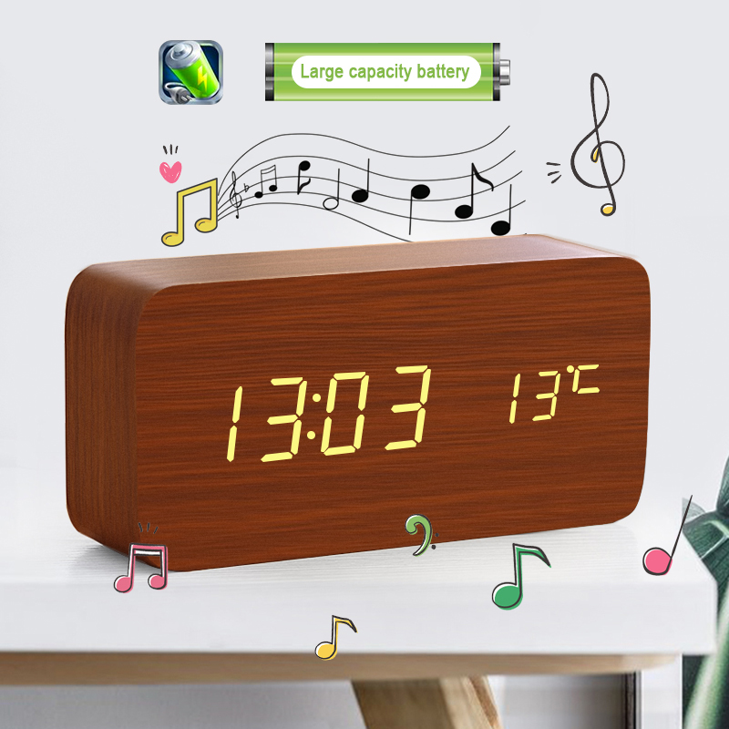 TIMESS USB Clocks LED Wooden Alarm Clock Watch Tab... – Grandado