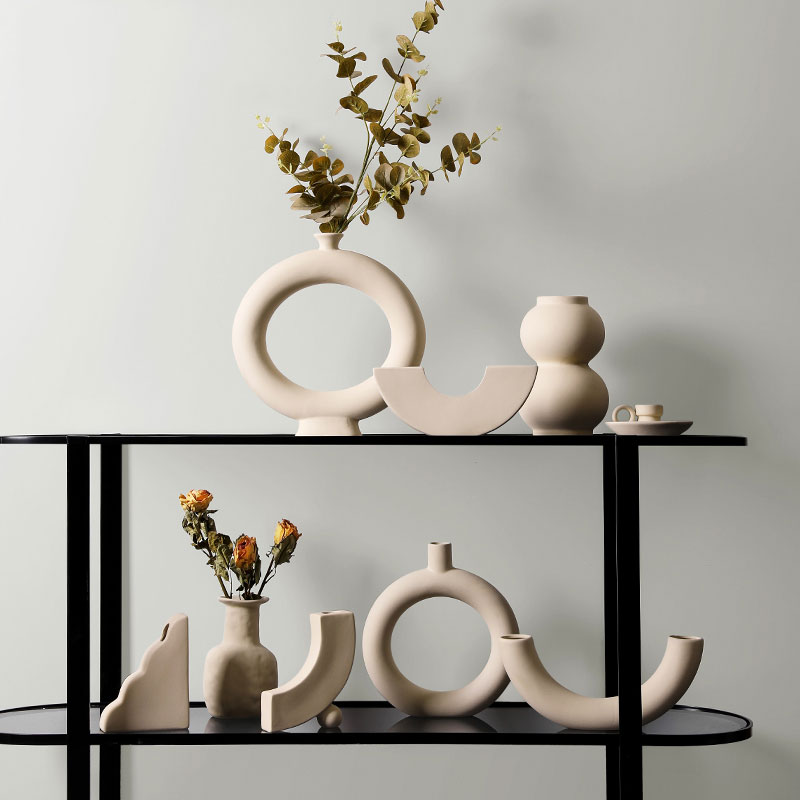 Bloemstuk Desktop Nordic Stijl Licht Luxe Kleine Keramische Vazen Decoratie Ornamenten Home Decoratie Accessoires