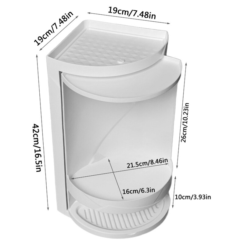 Bathroom 360 Degree Rotating Triangle Shelf Kitchen Toilet Shelf Corner Shelf Bathroom Storage Rack Cabinet Multi Layer Storag
