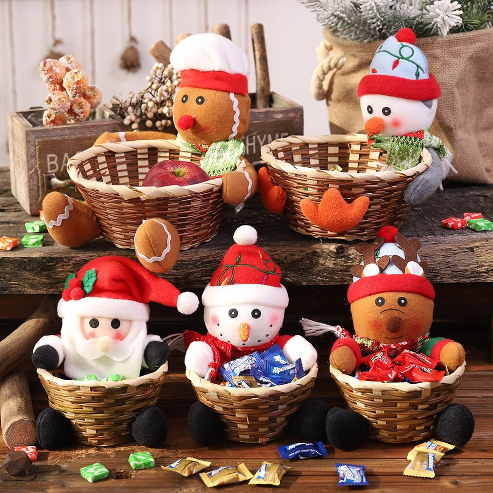 Christmas Fruit Basket Children Xmas Candy Sweet Storage Box Santa ELK Holder