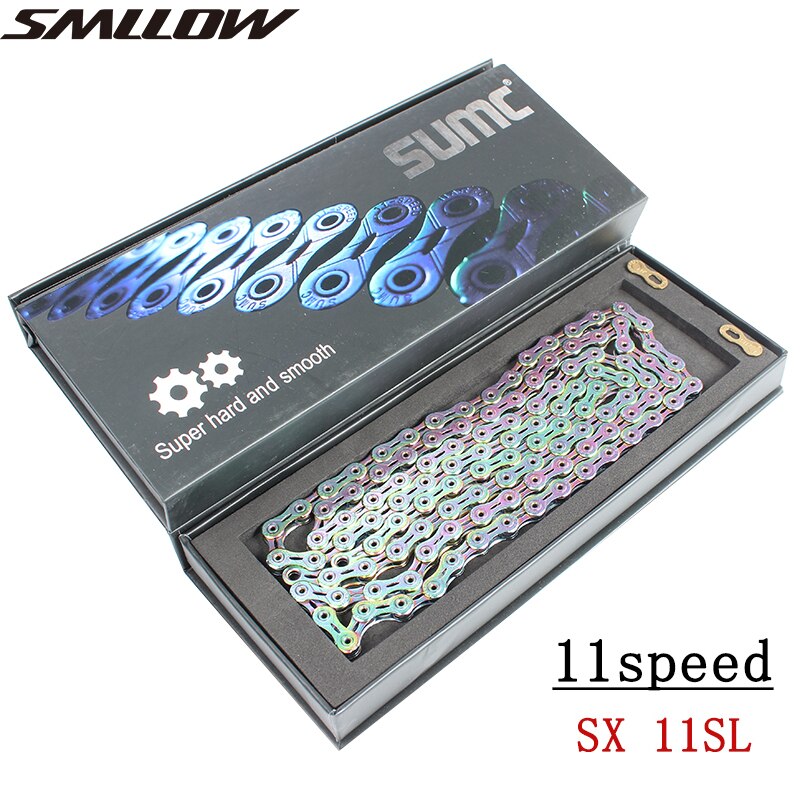 SUMC Bike Chain SX11EL for M7000 M8000 11 22 33 Speed MTB Mountain Road Bicycle Chain Titanium Golden Silver Color MissingLink: SX11SL multicolour