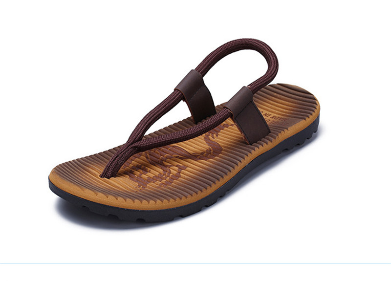 Flip Flops Men Slippers Toe Mens Shoes Camouflage Stripe Sandals Personality Massage Foot Beach Slipper: khaki / 42