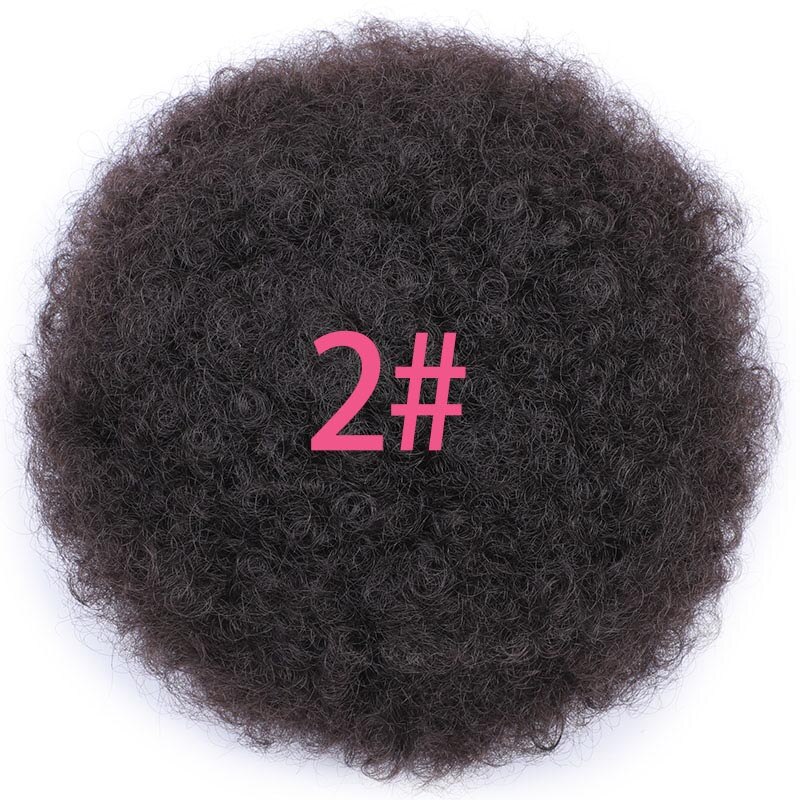 Miss paryk kort krøllet hestehale snoretræk høj puf klip i hårforlængelser syntetisk afrikansk amerikansk afro frisure: #1b/ bug / rød