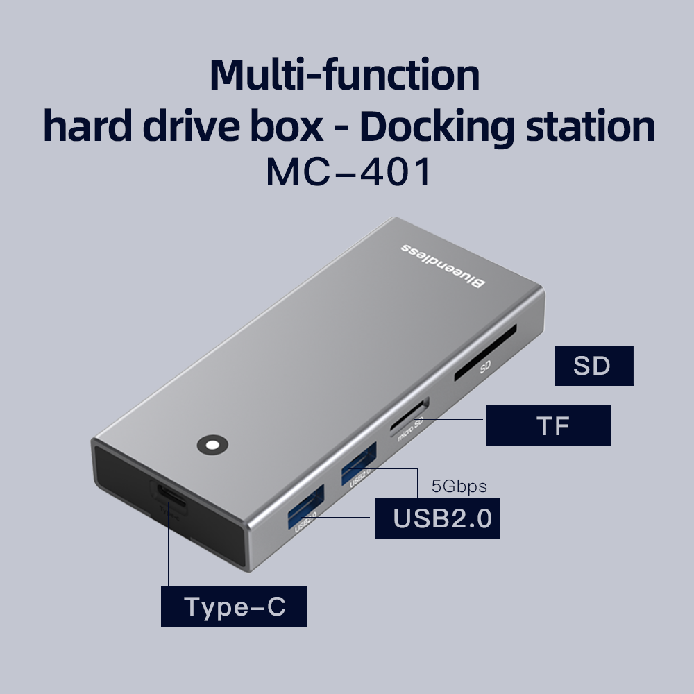 Blueendless m2 sata or m.2 NVMe SSD Enclosure with USB C hub Laptop Docking Station 4K 60Hz HDMI-Com USB3.2 100W PD SDTF 10Gbps: Gold