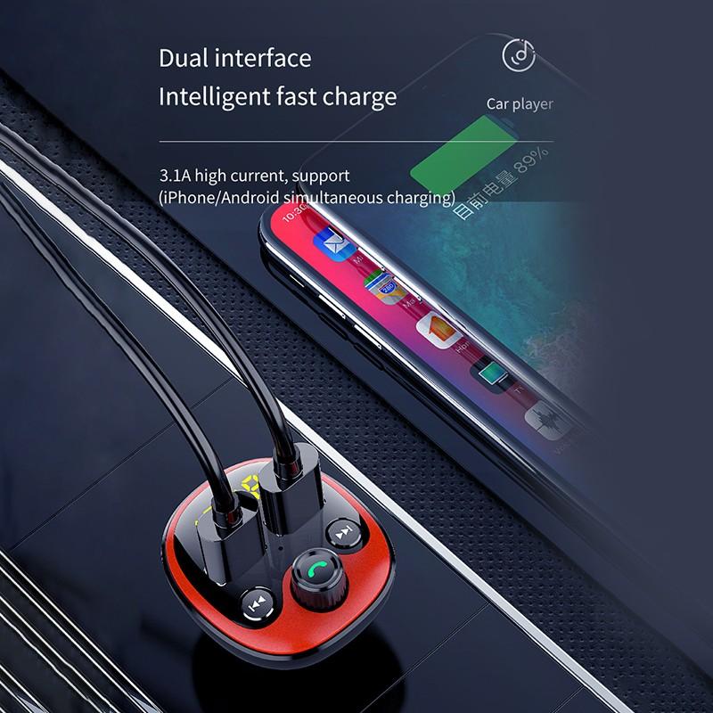 Bluetooth 5,0 transmisor de FM del coche pantalla LED inalámbrico MP3 jugador transmisor Kit de manos libres para coche 5V/3.1A puertos USB duales cargador de coche