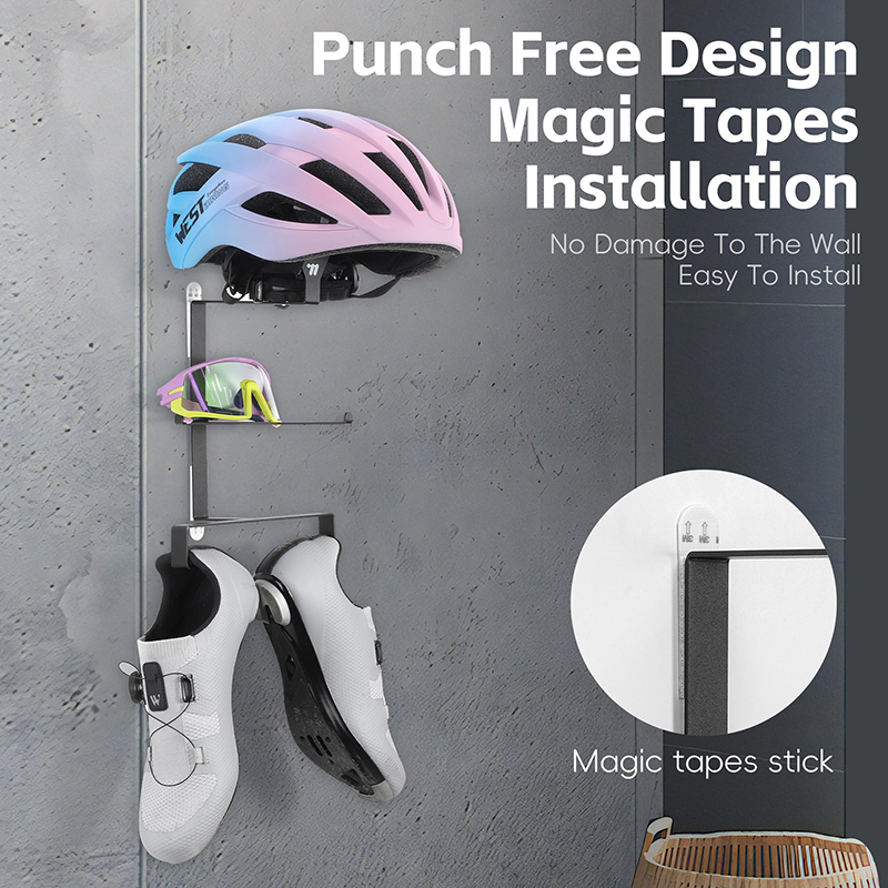 WEST BIKING Opbergrek voor fietsuitrusting Indoor Wall-Mount Fietshelm Schoenenhouder met haakstandaard Fietsaccessoires