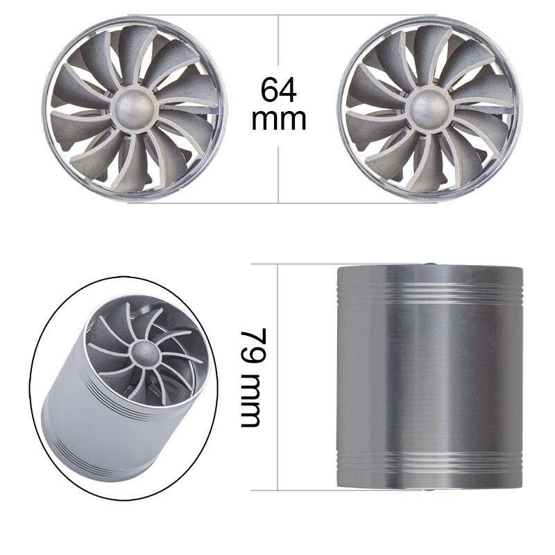 Universal 64mm Fan Car Air Intake Turbine Refit Turbocharger Gas Fuel Oil Saver Fan Turbo Supercharger Car Performance Parts