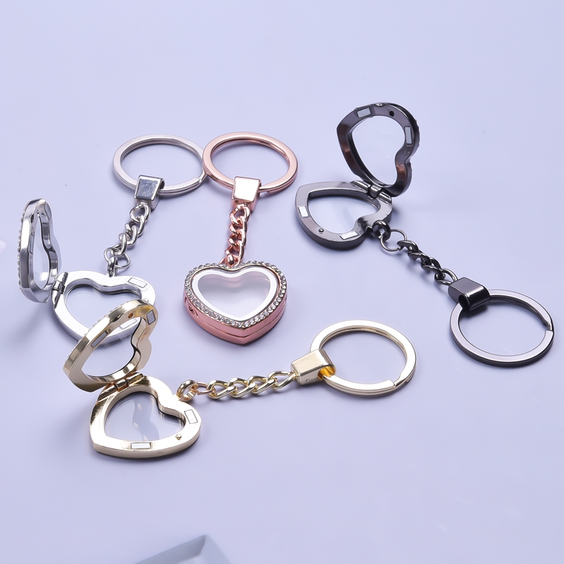 Llavero con medallón de corazones, Llaveros de cristal Para Mujer, colgante de corazón, medallones flotantes, llavero magnético, de Metal Para amigos