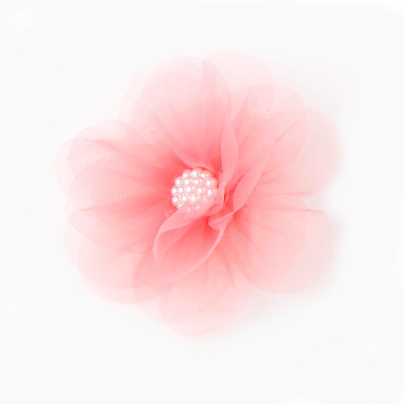 Large Flower Lace Chiffon Hair Clips 6Colors Muslin Flower Princess Baby Hair Grips Girls Hair Pin Hair Accessories: Red