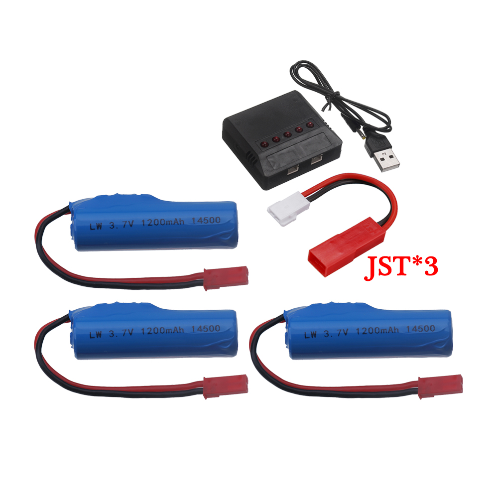 Batería recargable de iones de litio para coche teledirigido, Pila de 14500 V y 3,7 mAh con enchufe JST para coche teledirigido, volquete, juguetes de Control remoto: Azul