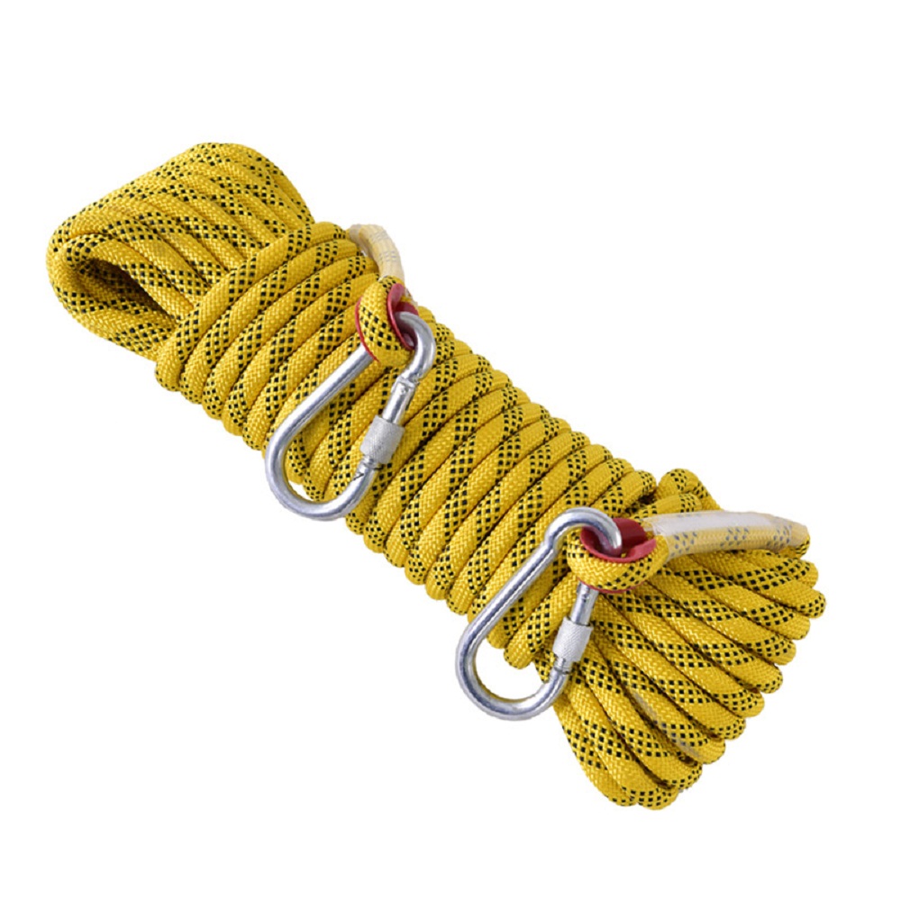 10mm 10/20/30m Climbing Rope Hook High Strength Emergency Safety Hiking Rope Camping Rescue Rope Outdoor Survival Tool: Yellow / 20m