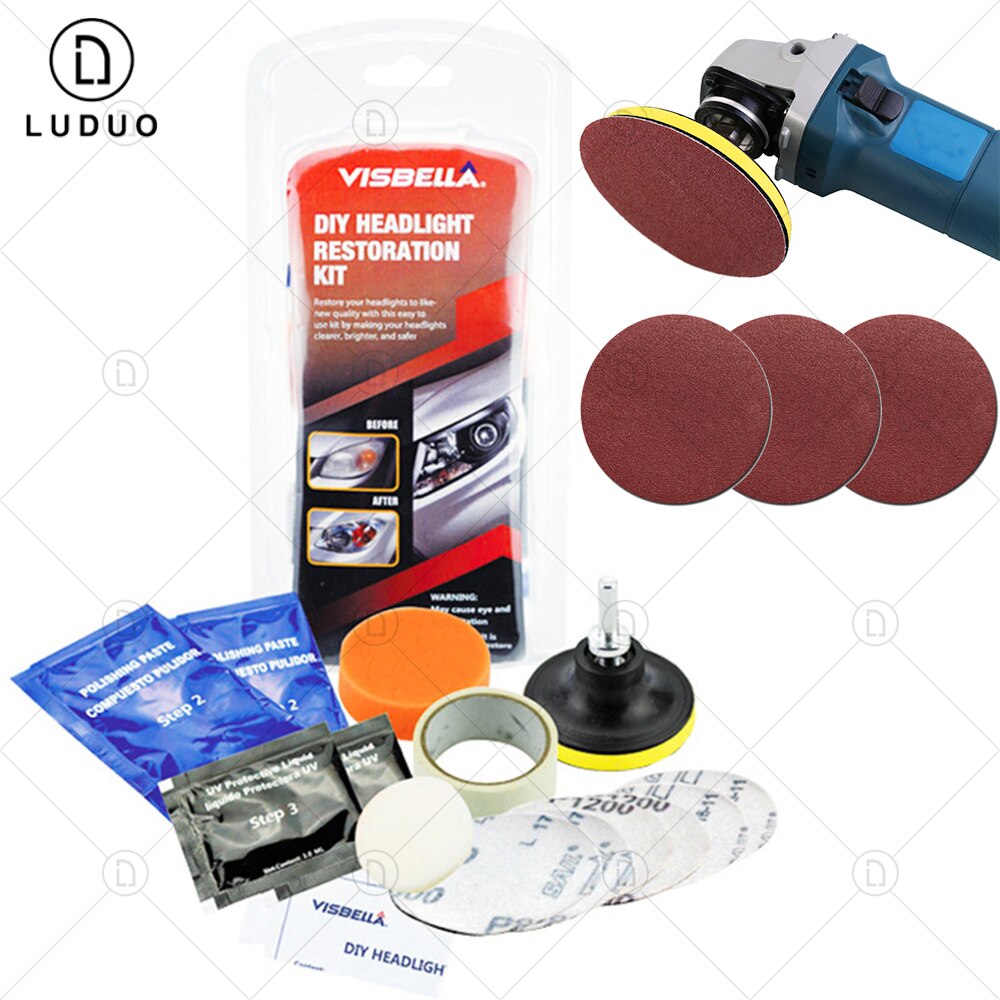 DIY Vehicle Headlight Restoration Kit Headlight Restore Cleaner With UV Protection Car Light Polisher Polishing Kit