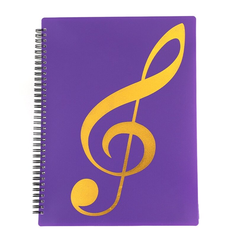 A4 File Folder Waterproof Spiral-bound Sheet Music Binder 10 x 13 Inches 20 Sleeves Double Sided for Violinist Pianists: Purple
