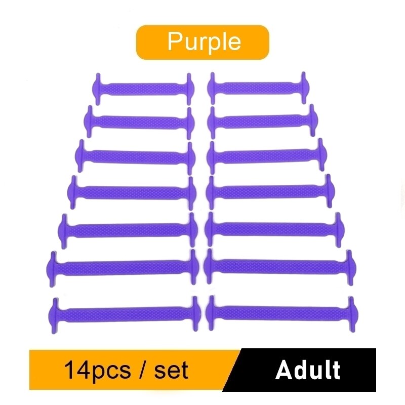 Lot de 16 lacets créatifs en Silicone, élastiques, pour chaussures sans cravates: Purple