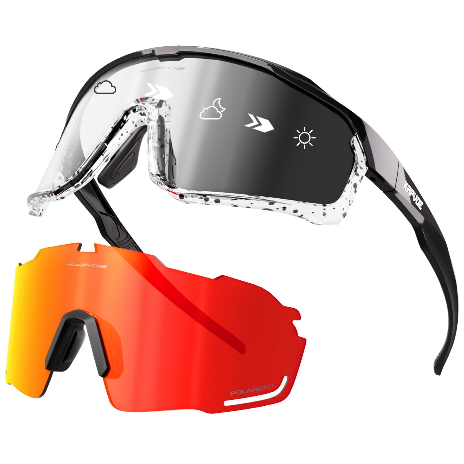 Kapvoe fotokromatiska cykelsolglasögon för män cykelglasögon herr mtb mountainbike cykelglasögon glasögon kvinnor sport  uv400: Silver-