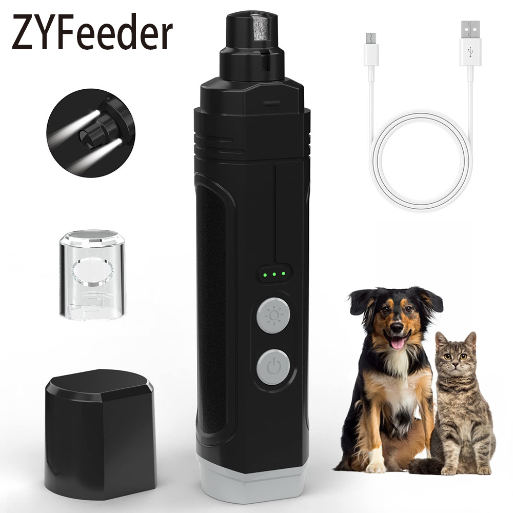 Cortaúñas eléctrico para mascotas, recargable por USB, silencioso con luces, patas de gato, herramientas de aseo para gatos, perros, amoladora de patas