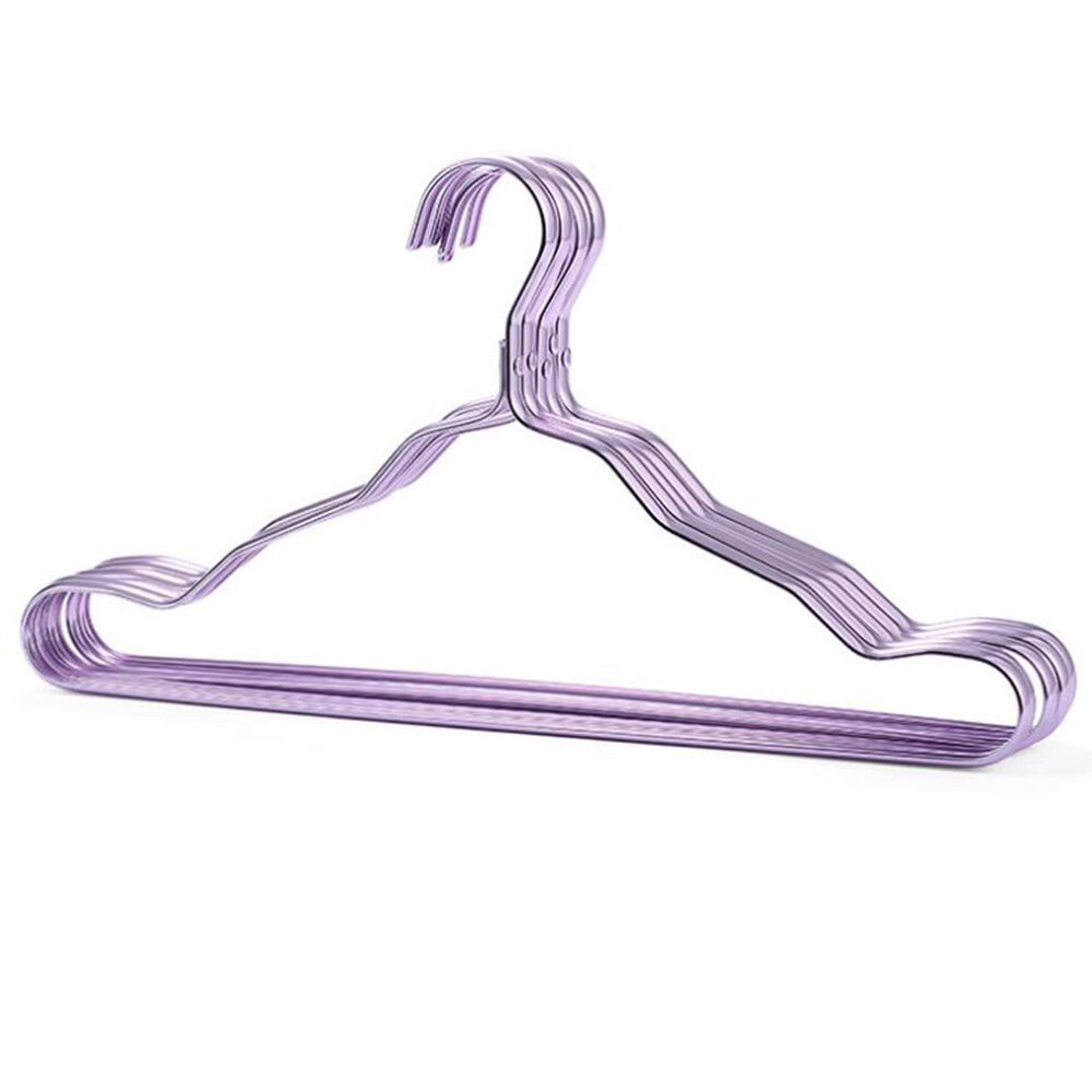 5 stks/set Closet Volwassen Rok Kleding Handdoek Magazijnstelling Aluminium Hanger Kast Ruimtebesparend Riem Kleerhanger: Violet Hanger