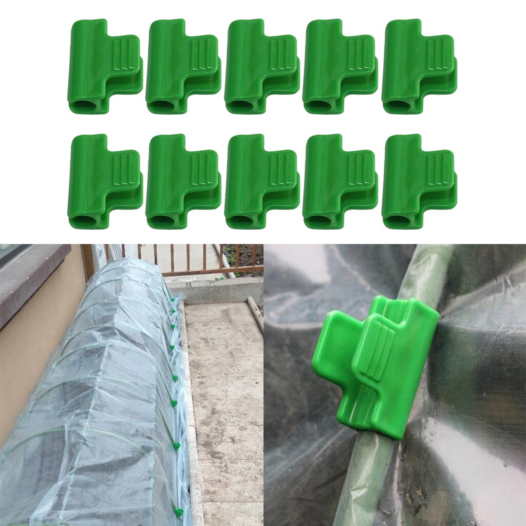 10Pcs Pipe Clamps for Outer Plant Stakes Greenhouse Film Row Cover Netting Tunnel Hoop Clips