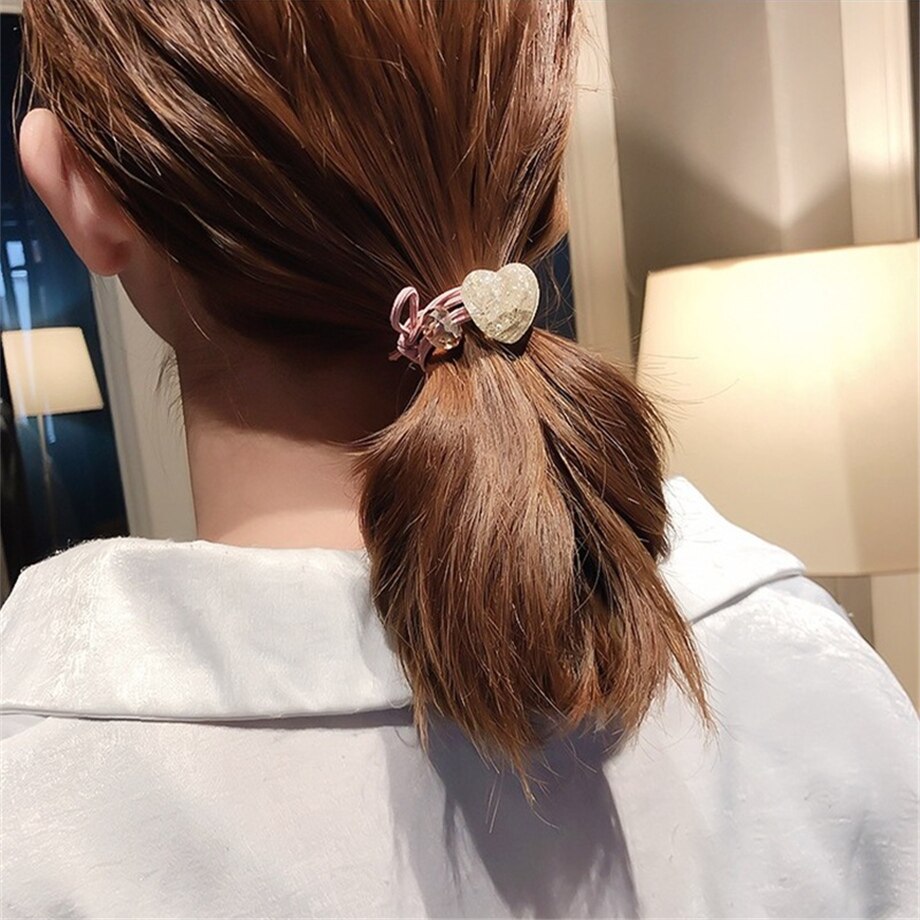 1 set ins hoofd touwen hoofdtooi Koreaanse schattige meisje haarband eenvoudige kunstmatige kristallen Parel haar elastiekjes