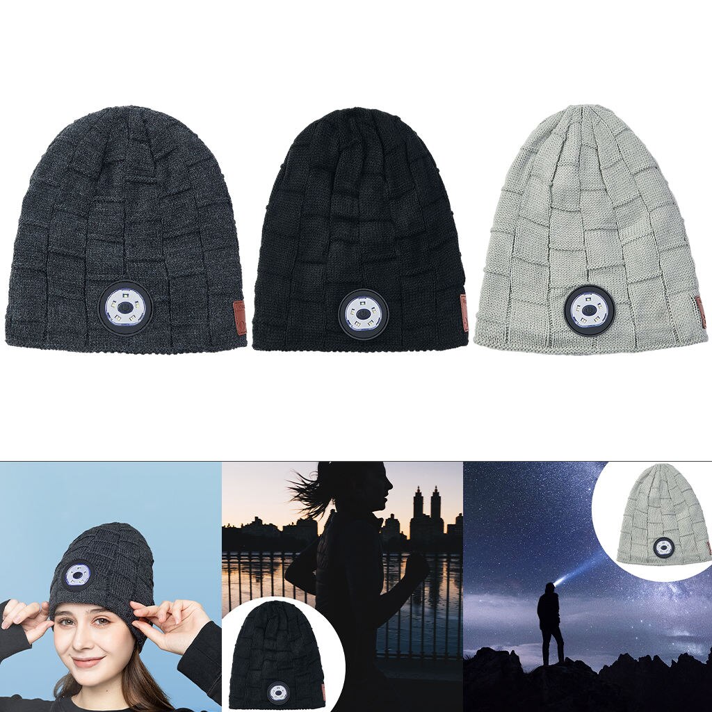 Unisex Outdoor Fietsen Wandelen Led Licht Gebreide Muts Winter Elastische Beanie Hoed Met Verlichting Xmas Voor Vriend