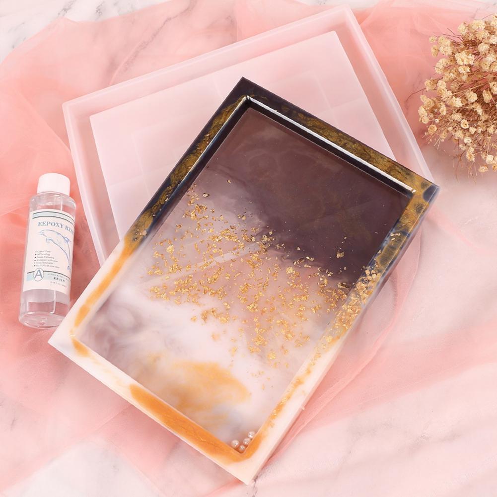 Mold Translucent Rectangle Shaped Silicone DIY Silicone Plate Mold for Coaster Forming Tray is Complete and is Easy to Adjust