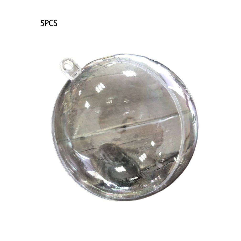 5 pièces arbre de noël boules claires remplissables boules bricolage remplissable sphère 4/6/8cm Transparent ouvert en plastique décorations de noël boule