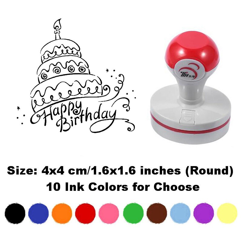 1 PCS Happy Birthday Cake Self-Inking Photosensitive Planner Scrapbooking Stamps for Card Making Bullet Journal Art Supplies: sa020