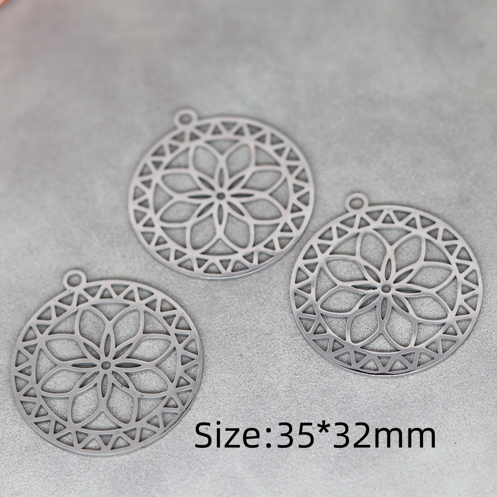 3 uds DIY pendientes borlas colgante de acero inoxidable hojas flor encanto para hacer joyería collar para mujer Accesorios