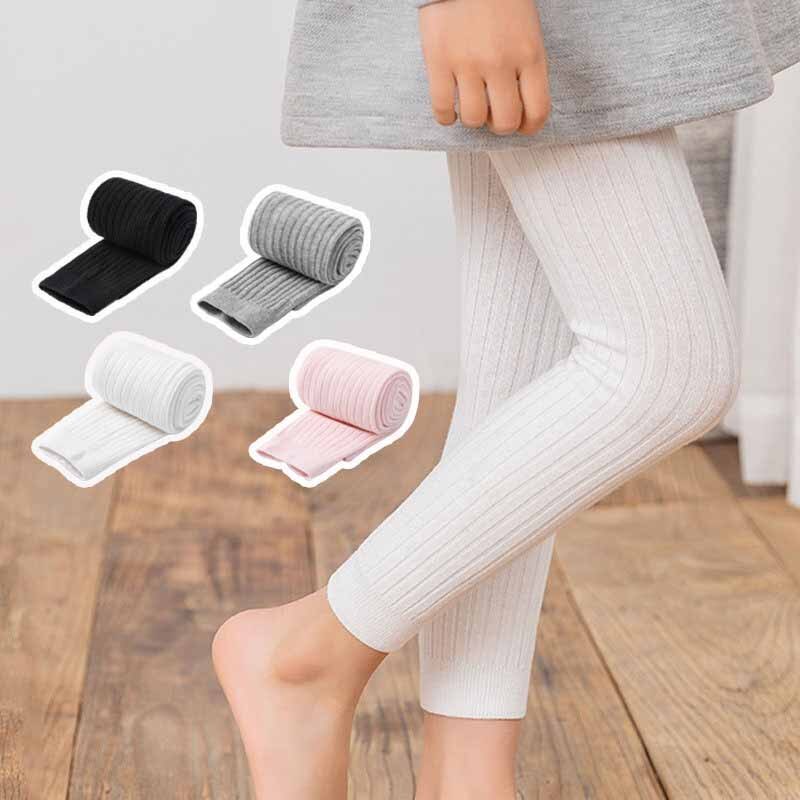 Herfst Dubbele Naald Kinderen Leggings Peuter Meisjes Kleding Gekamd Katoen Geribbelde Kinderen Leggings Zachte Gebreide Broek Voor Meisjes