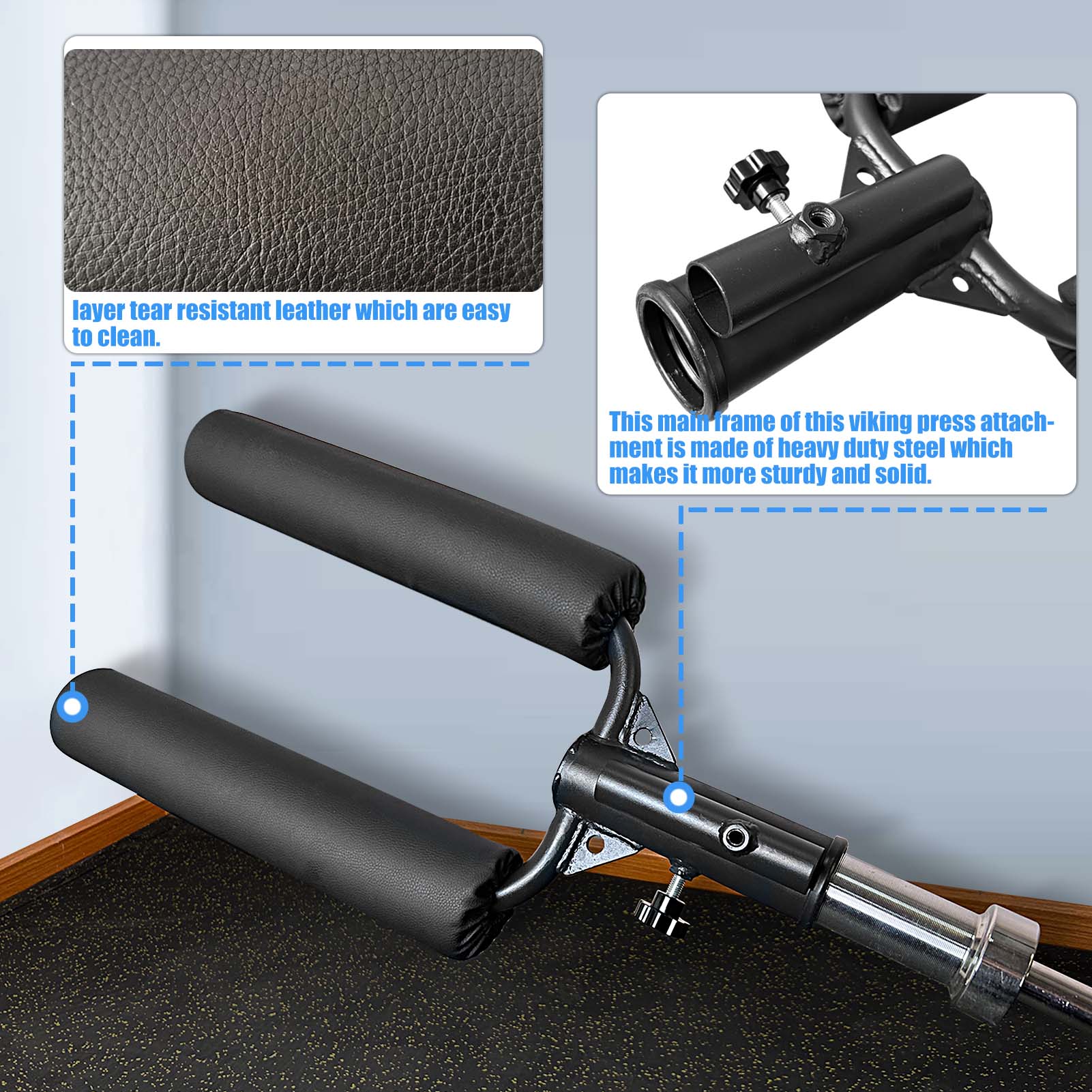 Home Gym Shoulder Press Bar For 25/50mm (1/2 Inches) Barbell Rod,T-bar,Row,Back Attachment,Weightlifting Deadlift,Squat Handle