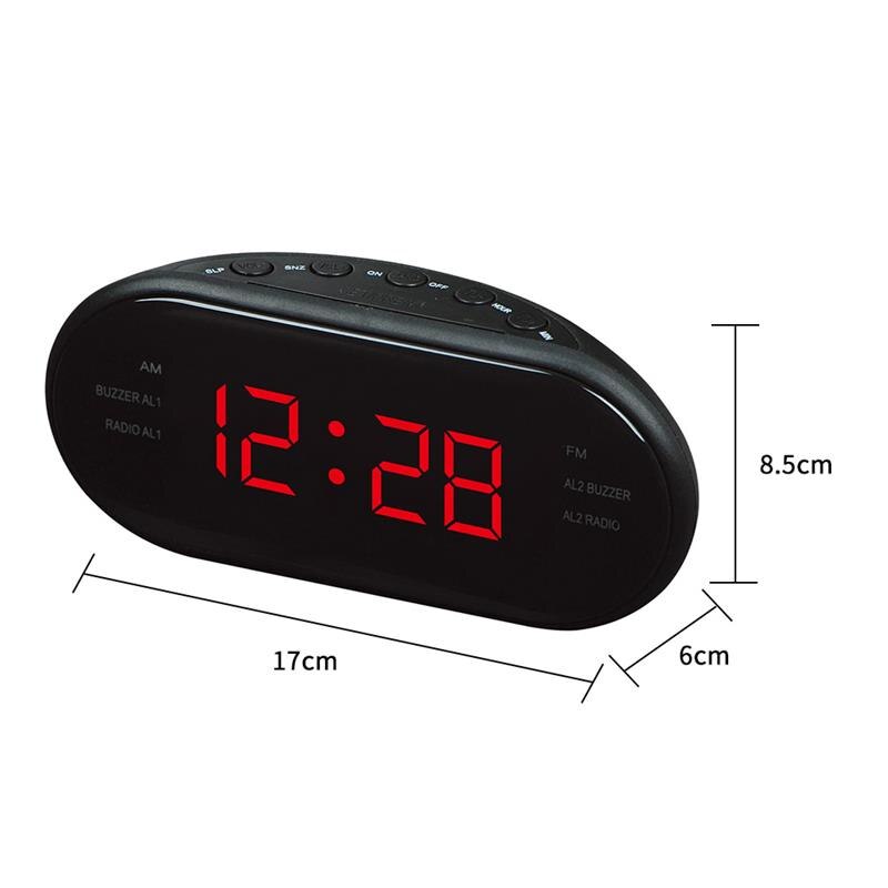 LED Digital Alarm Clock AM/FM Radio Sleep & Snooze Function Outlet Powered Big Digit Display for Bedroom
