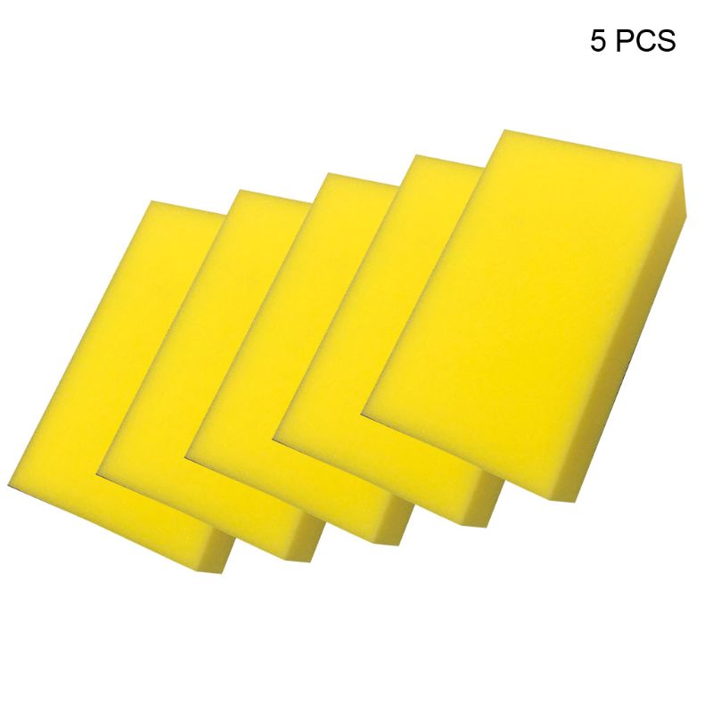 5 Pcs Yellow Car Wash Wax Square Sponge Extra Soft Large Size Washing Cellulose 28GC