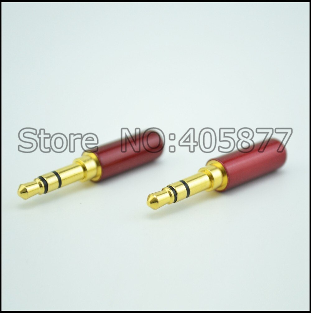 4pcs red Copper Gold Plated 3.5mm Male Stereo Mini Jack Plug soldering