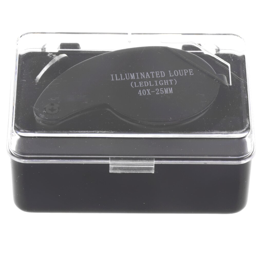 40X 25 mm Illuminated Jeweler LED Loupe Magnifier with Metal Construction and Optical Glass Jewelry Tools Black