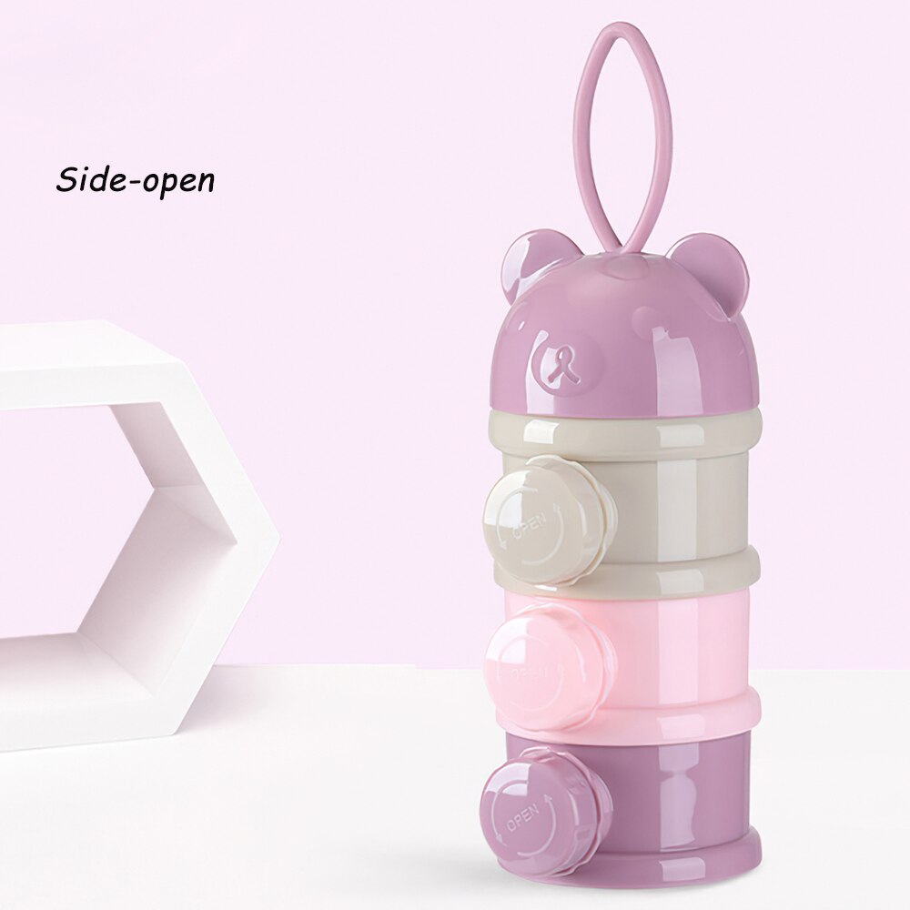 3 layers Bear Style Portable Baby Food Storage Box Essential Cereal Cartoon Infant Milk Powder Box Toddle Snacks Container: Plum