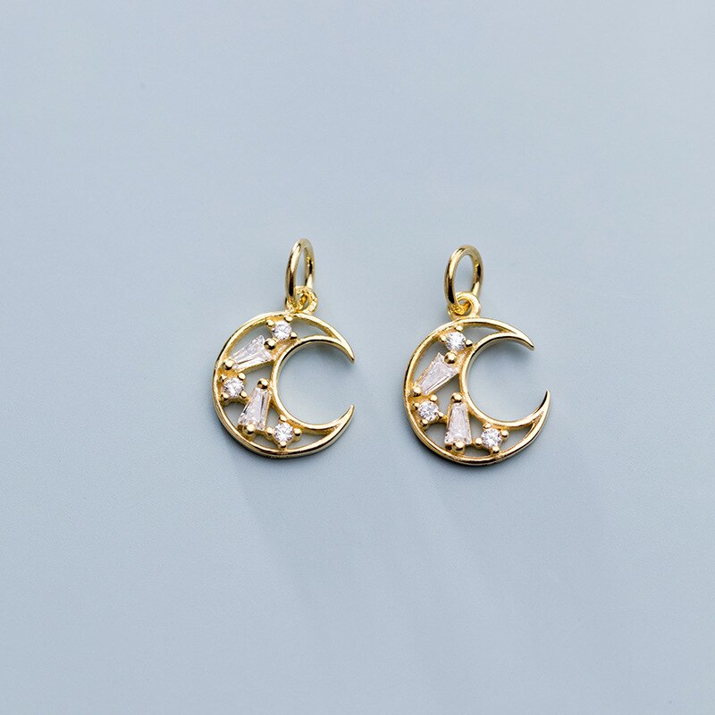 Aushöhlen AAA Zirkon Gepflasterte Mond Reize Romantische 925 Sterling Silber Frauen Baumeln Anhänger DIY Jewely Erkenntnisse passen Armbänder