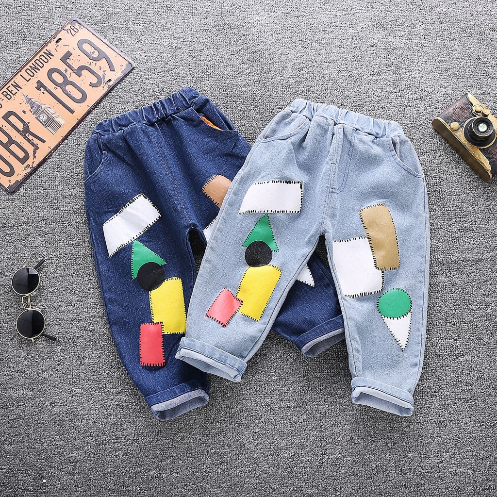 1-4Years kids pants boys casual pants children kids Baby Girls Boys Kids Cartoon Denim Pants Trousers Clothes #C