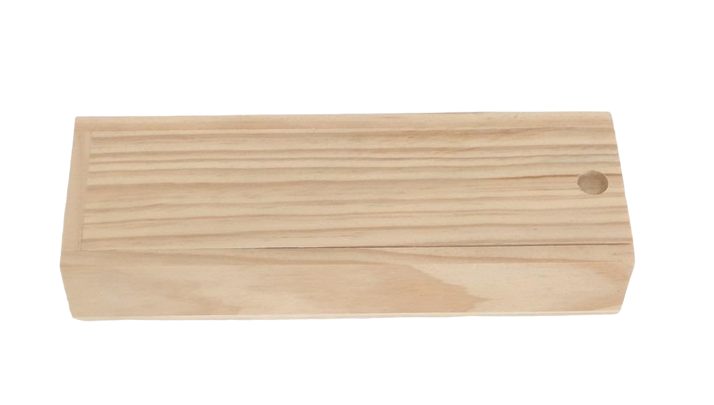 Caja plumier madera. En pino macizo. En crudo, para pintar. Para decoración y manualidades.