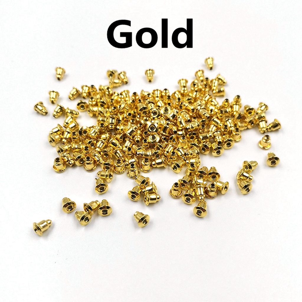 200 Pcs/Lot Bullet Earring Backs PlugDIY Blocked Caps Earring Accessories Stopper Scrolls Jewelry Findings: Gold