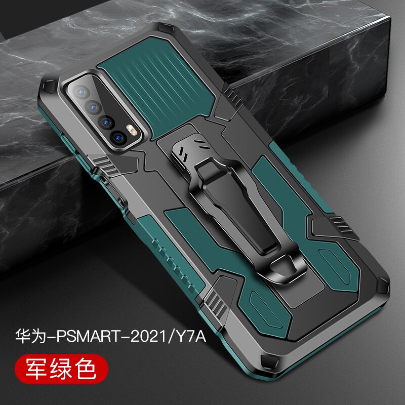 Armor Case Voor Huawei Y7A Case Shockproof Riemclip Holster Cover Voor Huawei Huaweiy Huawei Y7A Y 7A Y7 een Coque Funda: For Enjoy 10 Plus / Dark Green