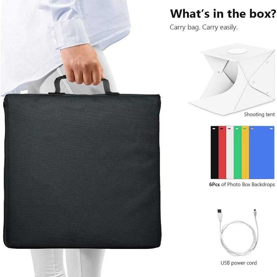 12" 30cm Folding Lightbox Portable Photography LED Photo Studio Shooting Tent Softbox Background Kit MINI Light Box DSLR Camera