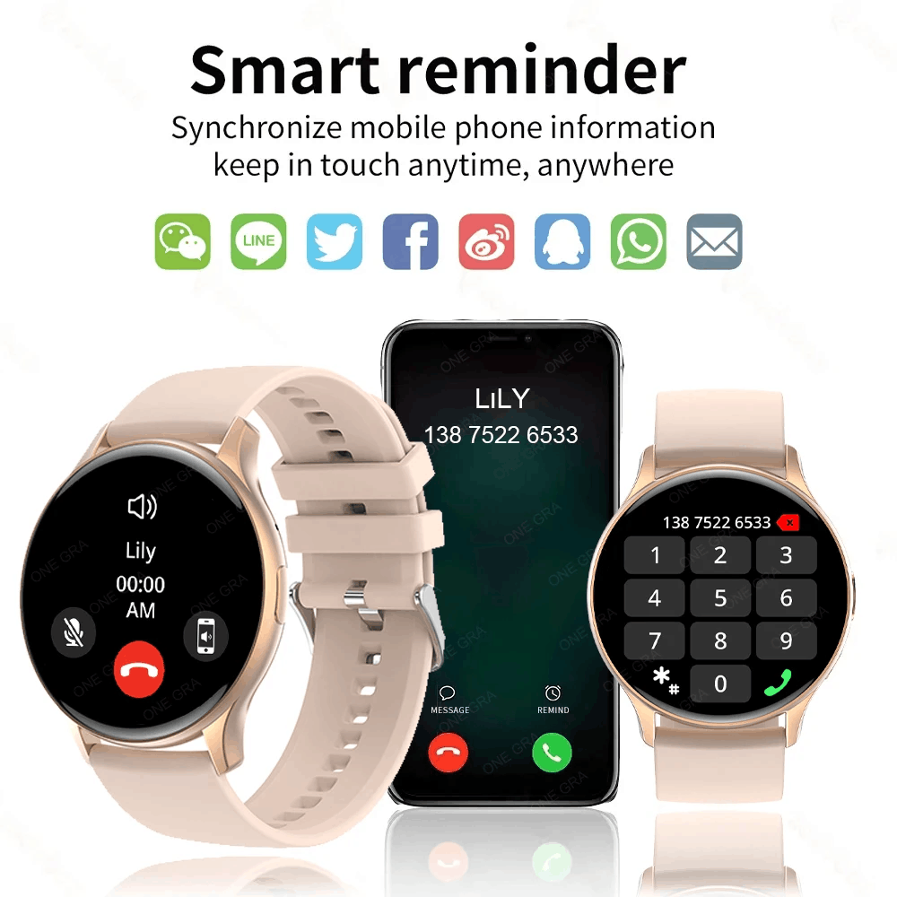2024 nowy damski Smartwatch 1.43 cal z pełnym ekranem dotykowym Bluetooth połączenie IP68 wodoodporny damski Smartwatch dla Huawei Xiaomi