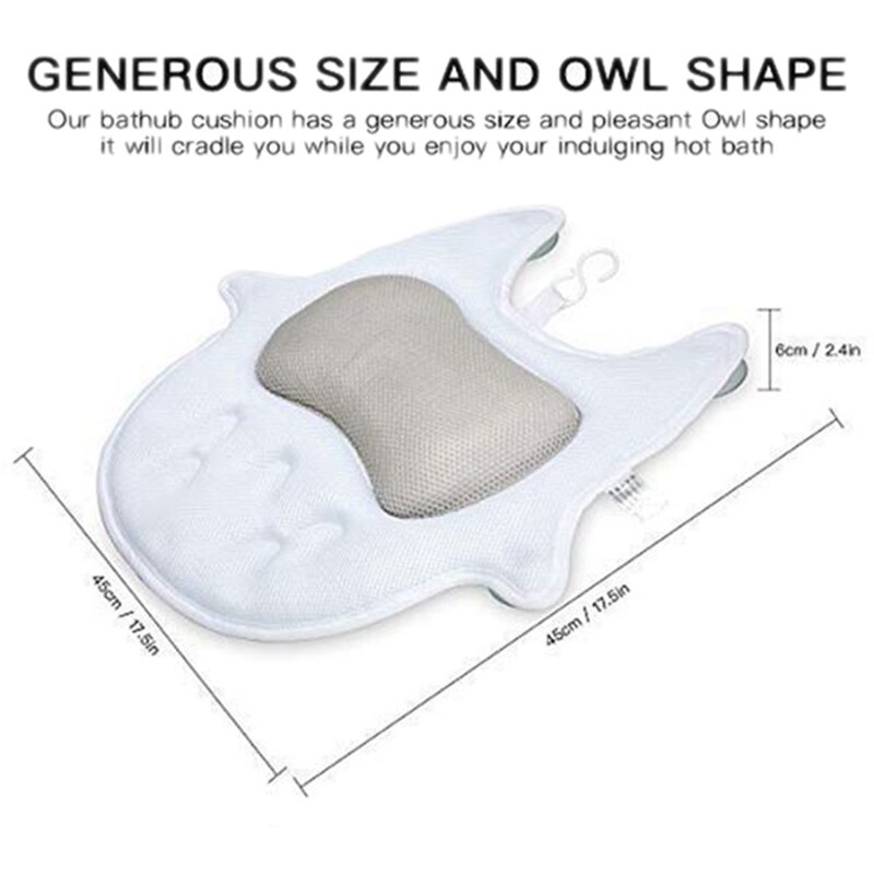 Non-Slip Spa Bath Pillow for Tub with 5D Air Mesh Technology Bath Pillow Cushion Provides Head Neck Shoulder Support In Tub