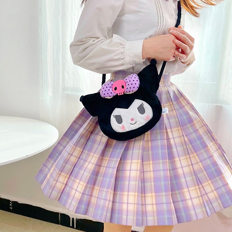 Joli sac en peluche japonais cannelle pour bébé, sac en peluche, doux et mignon, sac à bandoulière Kawaii pour chiens, pour filles: Black